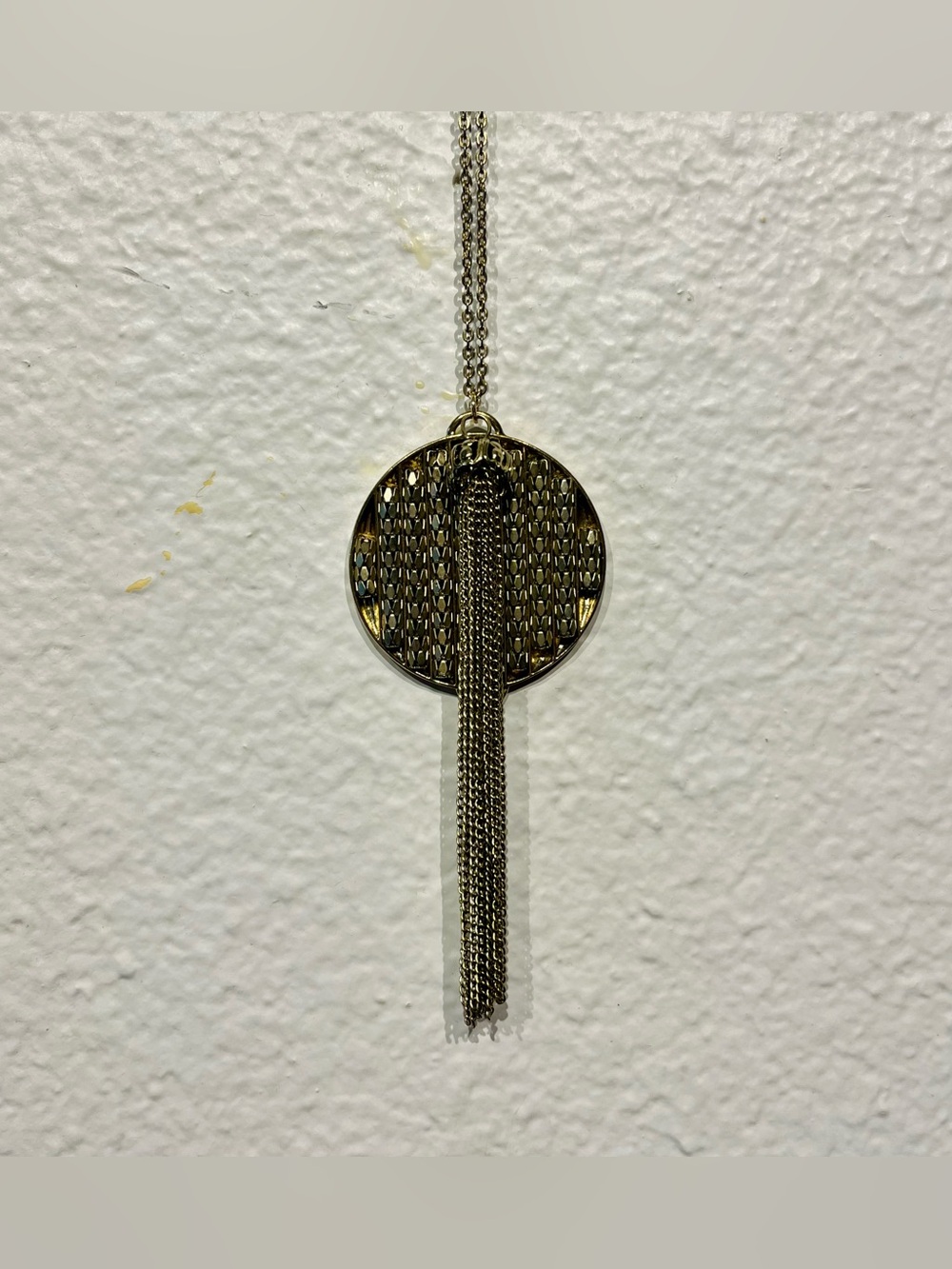 Lucky Star Gold Disc and Tassel Pendant Necklace